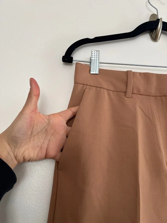 Reiss Anakin Wide Leg Trousers Camel High Waisted Tailored Pants Minimal Chic 4 - Picture 4 of 8